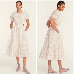 NWT J. Crew Eden Poplin Cutout Meadow Floral Puff Sleeve Sundress Size 14
